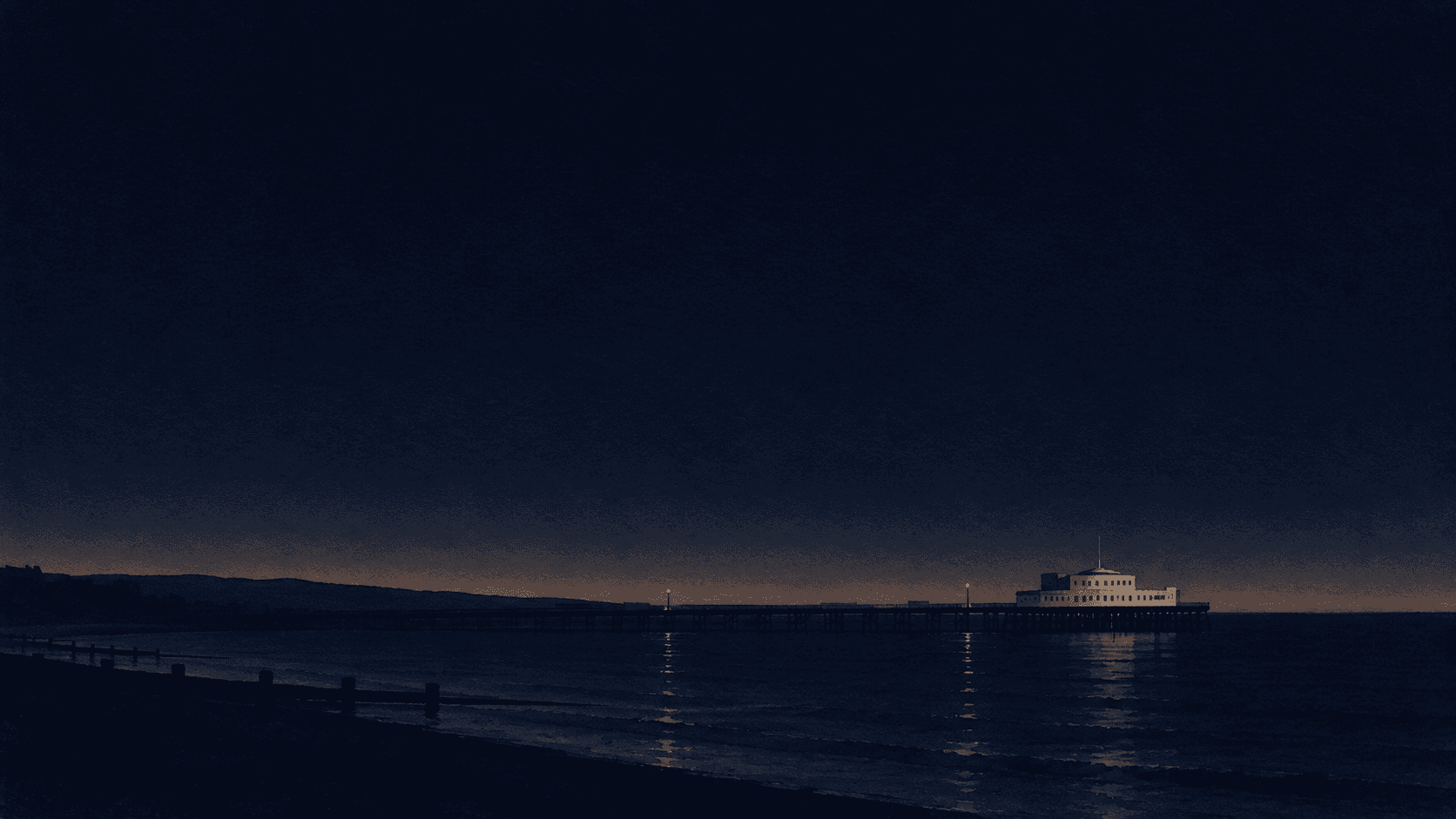 A painting of Worthing at dusk